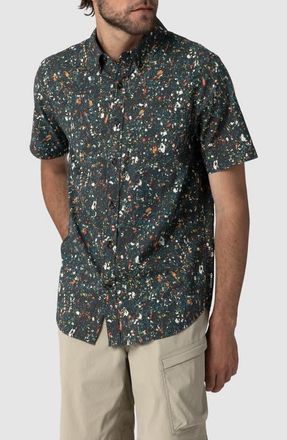 Outdoor Research Rooftop Short Sleeve Button-Down Shirt in Black Creekside Print at Nordstrom, Size Xx-Large