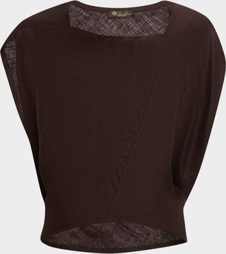 Loro Piana Gaia Cap-Sleeve New Summer Twill Shirt