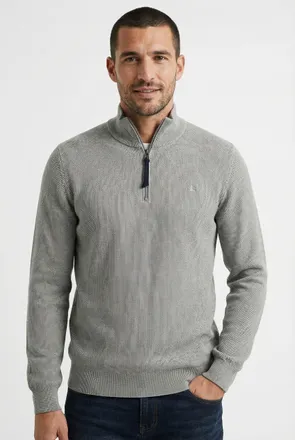 Lerros Troyer LERROS, Herren, Gr. XXL, pearl grau, Strick, Obermaterial: 100% Baumwolle, unifarben, normal h&uuml;ftbedeckend, Rundhals, B&uuml;ndchen, Pullover Troyer