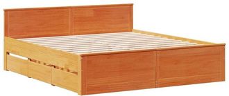 vidaXL Bed Frame without Mattress with Headboard Wax Brown 180x200 cm Super King Solid Wood Pine Vidaxl