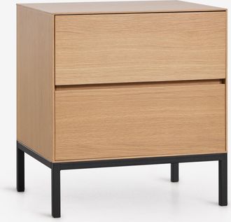Sklum Pack De 2 Mesitas De Noche 50x40 Cm En Mdf Y Chapa De Roble Bromley Sklum