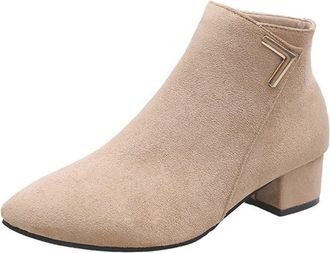 Generic Womens Ankle Boots Block Mid High Heel Boot Slip-On Autumn Winter Warm Hiking Shoes Vintage Booties Elegant Waterproof Trainers Smart Casual Footwear 