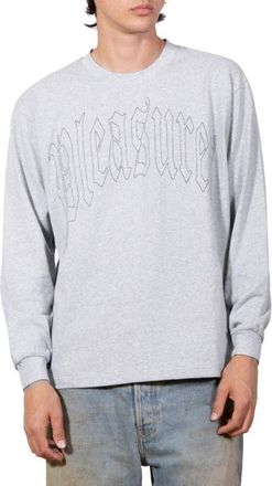 Pleasures Twitch Embroidered Long Sleeve T-Shirt in Heather Grey at Nordstrom, Size Xx-Large