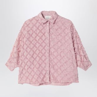 Douuod Camicia rosa con motivo con frange
