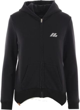 Balenciaga Zwarte hoodie met reflecterende logoprint - Dames - Vesten met rits - Zwart - S - Katoen - Hoodies & sweatvesten