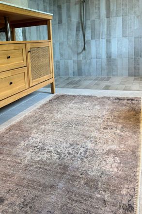 Kukoon Washable Stain Proof Beige Grey Distressed Vinatage Design Area Rug | Size: 240 cm x 330 cm