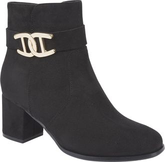 Shoes By Emma Ladies Mid Heel Imitation Suede Stylish Comfort Fashion Ankle Boot with Inside Zip For Ease of Wear Sizes 4-8 (Zelda Black, UK Footwear Size System, A