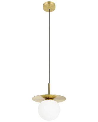 Eglo Eglo Arenales 1 Light Mini Penant With Brushed Brass Finish & White Opal Glass Shade
