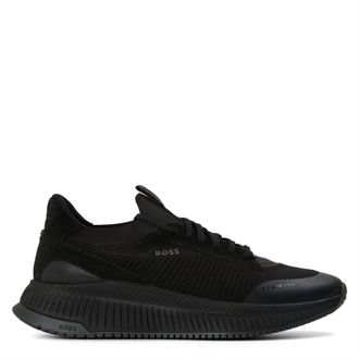 HUGO BOSS Mens Ttnm Evo Trainers With Signature Detailing in Black - Size UK 14