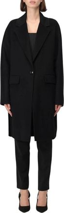 Patrizia Pepe Single-Breasted Coats, female, Black, L, Classic Black Overcoat