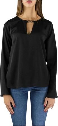 Liu Jo Losvallende Tuniek met Uitlopende Manchetten - Dames - Blouses - Zwart - L - Polyester - Overhemden