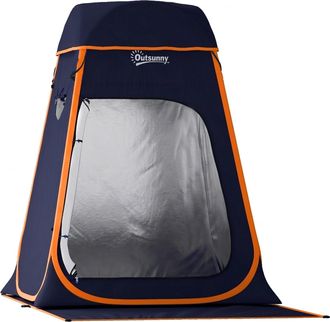 OUTSUNNY Tienda De Campa&ntilde;a Instant&aacute;nea Pop-up Tienda De Ducha Camping Port&aacute;til Con Ventanas Y Bolsa De Transporte Uv 30+ 152x152x200 Cm Azul Oscuro