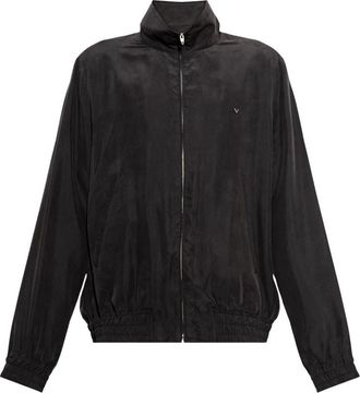 Valentino Garavani Zijden Jas Met Opstaande Kraag - Heren - Bomber jackets - Zwart - M - Jassen
