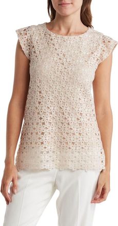 Matty M Cap Sleeve Lace Blouse in Champagne at Nordstrom Rack, Size X-Large