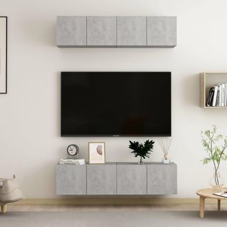 Berkfield Home TV Cabinets 4 pcs Concrete Grey 60x30x30 cm Engineered Wood | Size: 60 x 30 x 30 cm