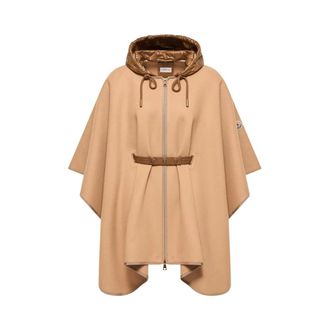 Moncler Capa con cintur&oacute;n y capucha - Jackets - Mujer - Marr&oacute;n - ONE SIZE