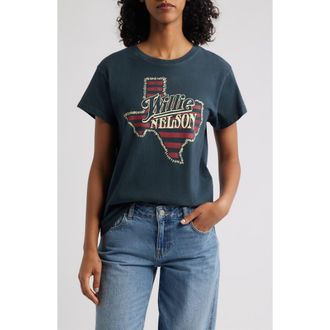 Daydreamer Willie Nelson Texas Stripe Cotton Graphic T-Shirt in Vintage Black at Nordstrom Rack, Size X-Small