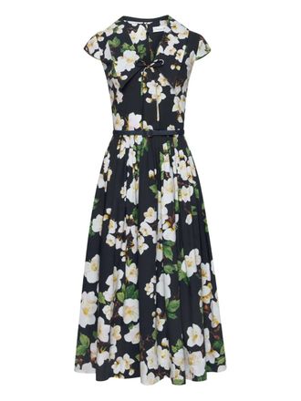 Oscar De La Renta printed poplin dress - Blue