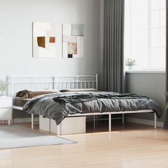 Berkfield Home Metal Bed Frame with Headboard White 183x213 cm