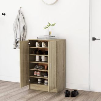 vidaXL Vidaxl - Mueble Zapatero Madera Contrachapada Roble Sonoma 60x35x92 Cm