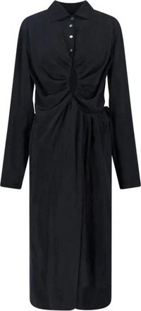 Maison Margiela Shirt Dresses, female, Black, Size: 2XS Draped Midi Dress