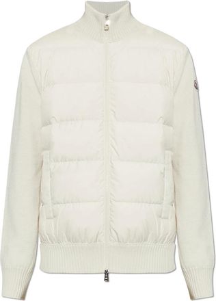 Moncler Cardigan met Gewatteerd Voorpand - Heren - Vesten - Beige - 2XL - Wol - Truien & Vesten