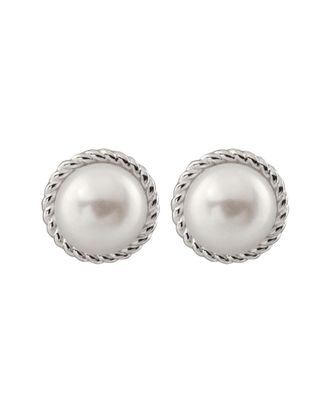 Splendid Pearls Rhodium Plated 8-8.5Mm Pearl Earrings