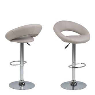 Furniture To Go Plump Light Grey Swivel Bar Stool with Open Back
