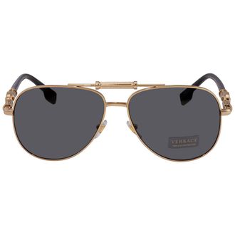 Versace Dark Grey Pilot Unisex Sunglasses VE2236 100287 59