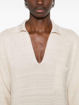 Fabiana Filippi Wool-Cotton V-Neck Dress - Beige