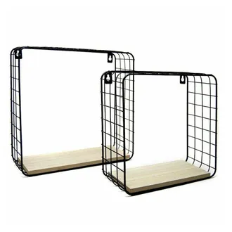 Trade Shop Trade Shop - 2 Mensole Da Parete Moderne Design Cubo Mensola Scaffale Legno Metallo Nero