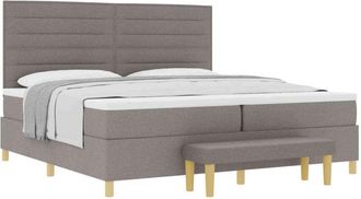 vidaXL Box Spring Bed with Mattress Taupe 200 x 200 cm Fabric vidaXL