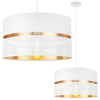 OEM L&aacute;mpara Colgante Asti Duo Blanca 1 Pantalla Plana Blanca Dorada Ts 40cm