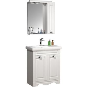 ebuy24 Vcm 3 Pcs Lavabo Gabinete Inferior 60 Cm Conjunto De Muebles De Ba&ntilde;o Con Lavabo Y Armario De Espejo Casa De Campo Conjunto Completo Casalo L (blanco)