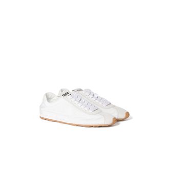 Miu Miu Plume Technical Fabric And Suede Sneakers, Woman, White, Size 36,5