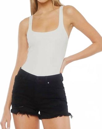 Kancan High Rise Fray Hem Denim Shorts In Black