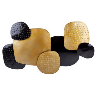 Beliani Beliani - Decoraci&oacute;n De Pared De Metal Negro Dorado 80 X 48 Cm Abstracto Geom&eacute;trico Hafnium