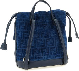 Fendi Womens Blue Cotton Backpack