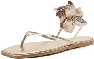 Free People Mismatched Magnolia Appliqu&eacute; Ankle Strap Sandal in Gold at Nordstrom, Size 8.5