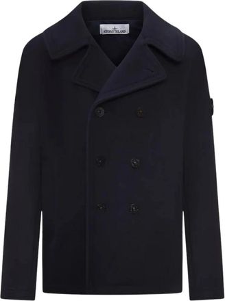 Stone Island Capospalla - Heren - Mantel - Blauw - L - Wol - Jassen