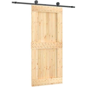 vidaXL Vidaxl - Puerta Corredera Con Herrajes Madera Maciza De Pino 90x210 Cm