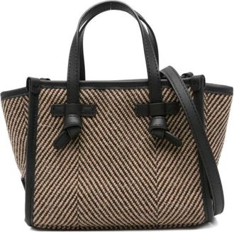 Gianni Chiarini Textured Herringbone Tote Bag With Leather Accents