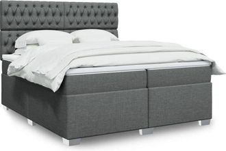 vidaXL Cama Box Spring Con Colch&oacute;n Tela Gris Oscuro 200x200 Cm Vidaxl