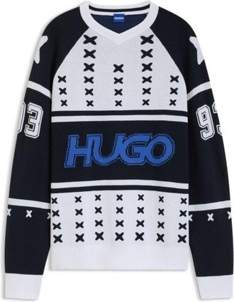 HUGO BOSS Oversize-fit sweater with ice-hockey-inspired artwork