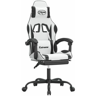 vidaXL Silla Gaming Giratoria Reposapi&eacute;s Cuero Sint&eacute;tico Blanco Negro Vidaxl