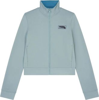 Maison Kitsun&eacute; badge zip jacket - women - Cotton/Polyamide - S - Blue