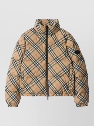 Burberry check ambleside high collar puffer coat