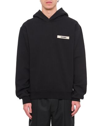 Jacquemus Black Gros Grain Embroidered Logo Hoodie