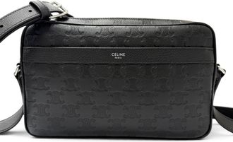 Celine Black Leather Messenger Bag Shoulder Bag (Pre-Owned)