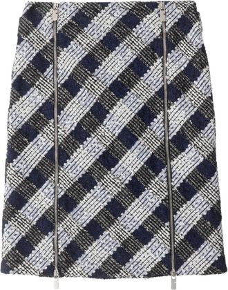Burberry Gonna a quadri in tweed - Blu